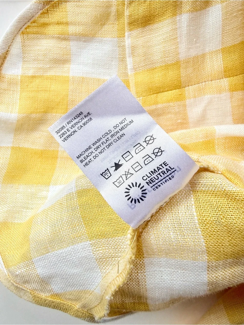 Reformation Barrett Linen Top in Dandelion Check - Corset Lace Up Yellow White 6